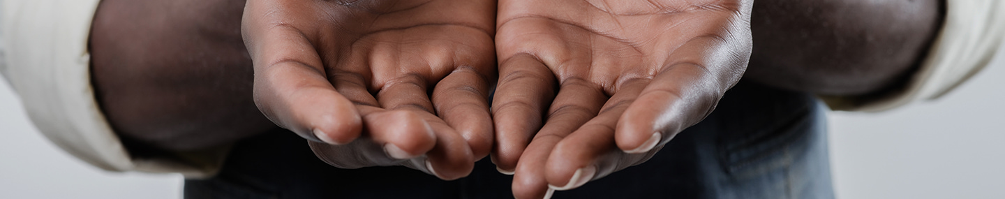 a man opening his palms