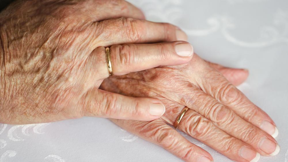 palms of an old person or couple