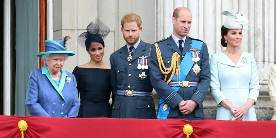 the queen with princes william harry and their spouses